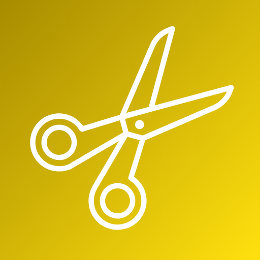 Kontur nożyczek na zółtym gradiencie.